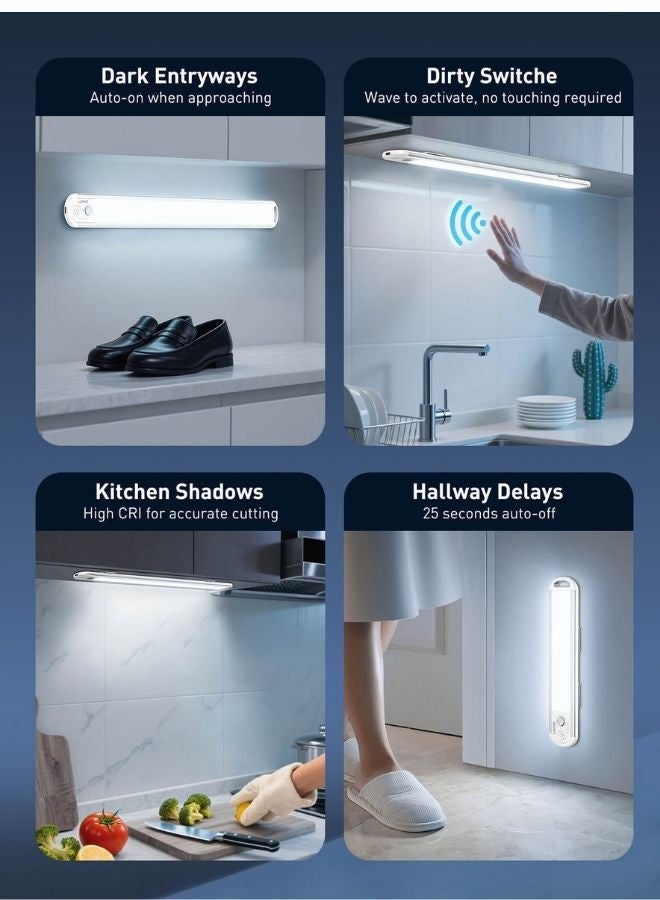 LDNIO Rechargeable LED Light with Motion Sensor Ultra-Thin Premium Design for Cabinets, Wardrobes & Stairs, Easy Magnetic Installation Energy Efficient, USB Rechargeable, Wireless, Safe for Kids & Pets - Image 2